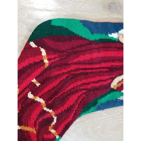 Vintage Blank Needlepoint Christmas Stocking Texturized Angel Playing Harp 21" - Picture 3 of 8